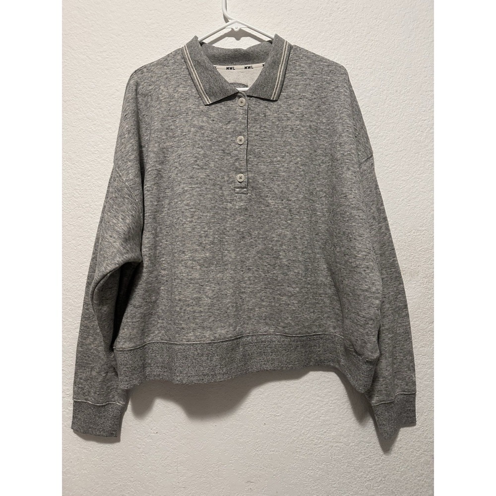 Mwl Make Weekends Longer Gray Collared Sweatshirt… - image 3